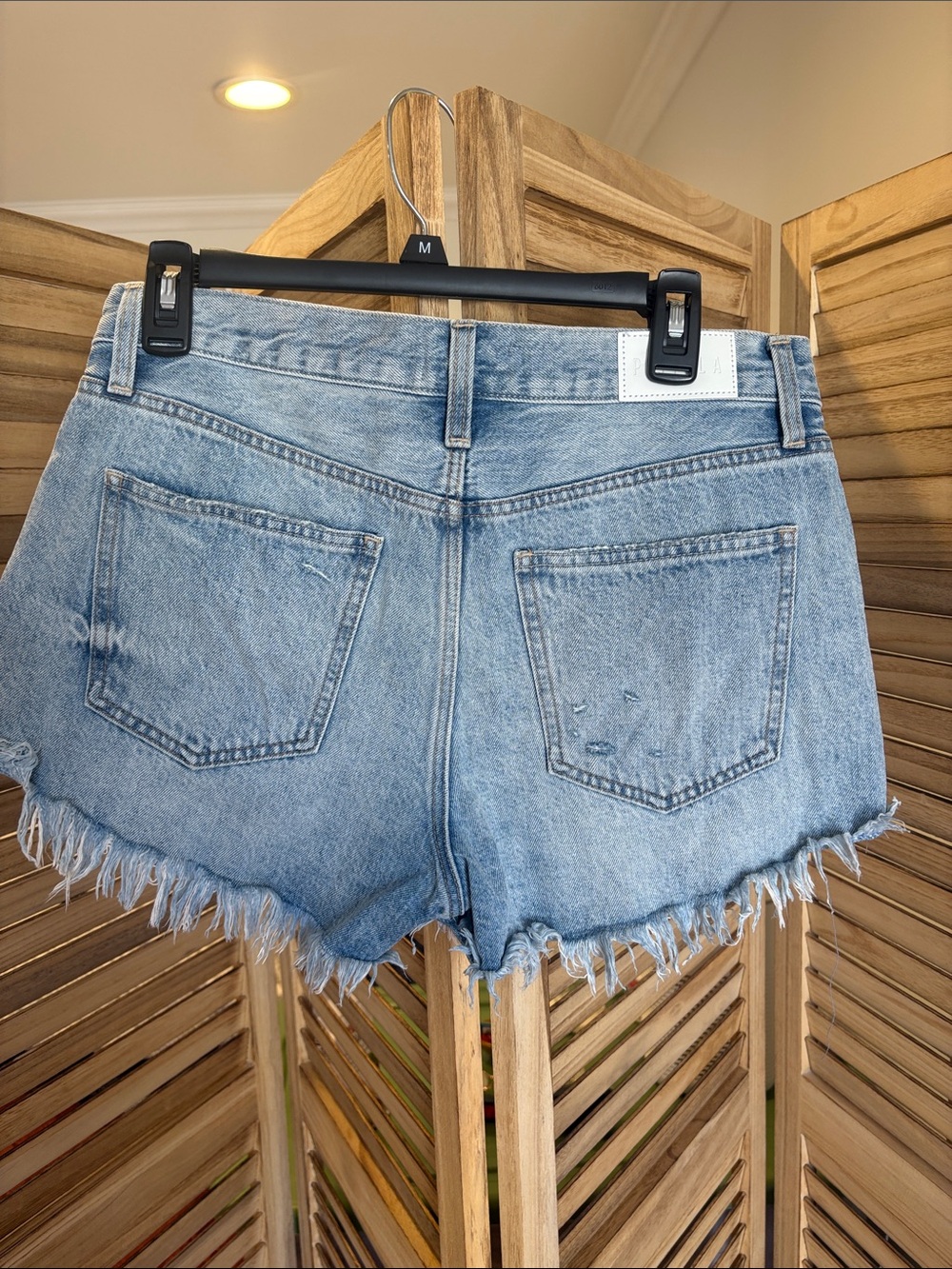 Pistola Light Wash Distressed Denim Cutoff Shorts. - Picture 2 of 6
